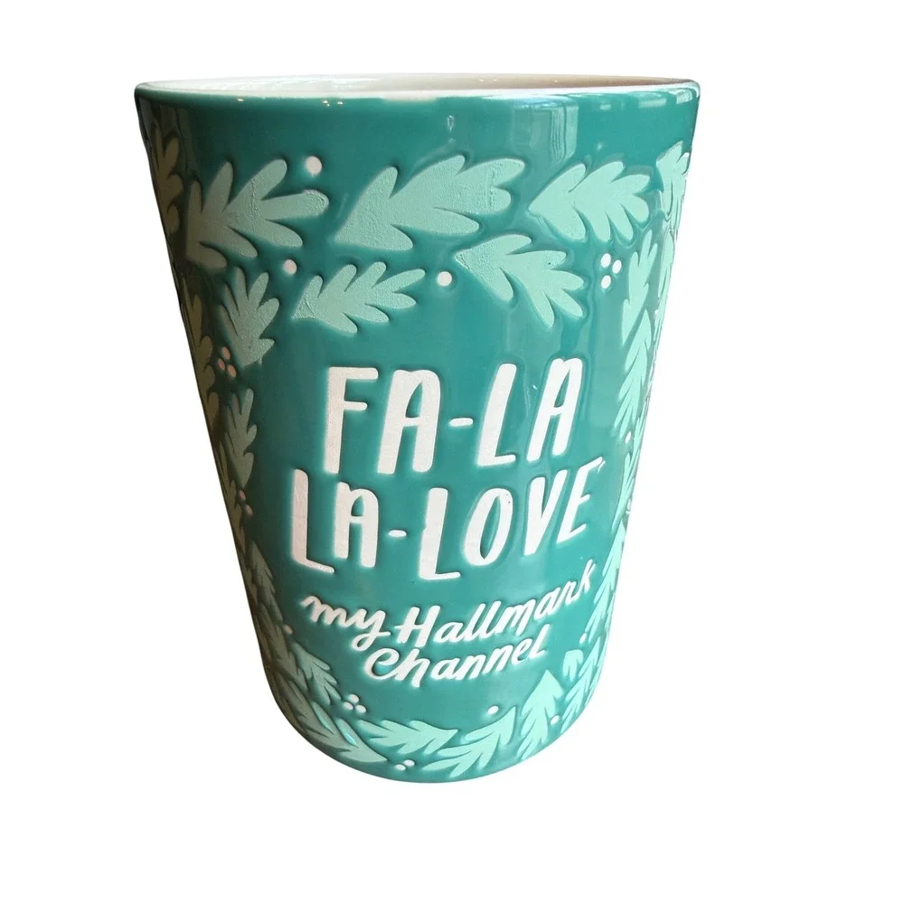 Hallmark Channel Fa-La-La-Love Teal Ceramic Wine‎ Chiller Holiday Bottle Cooler